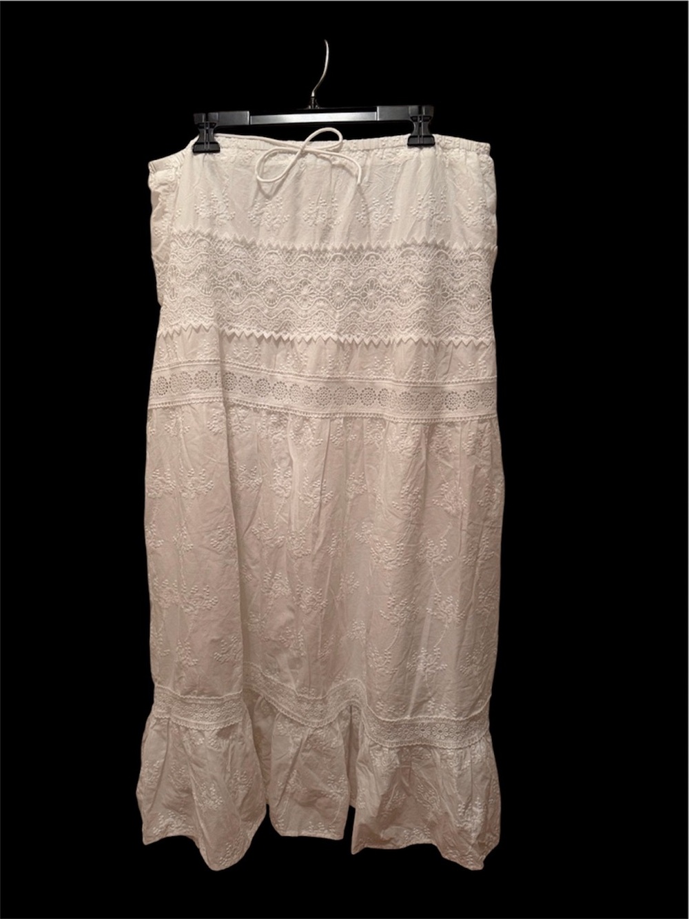 NWT Laura Ashley crispy White Eyelet Embroidered Maxi Skirt XL